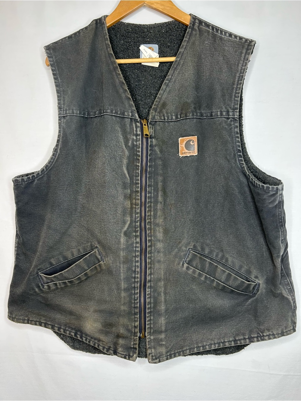 Carhartt Vintage Gray Sherpa Lined Vest V13 PTL Size XL Tall
